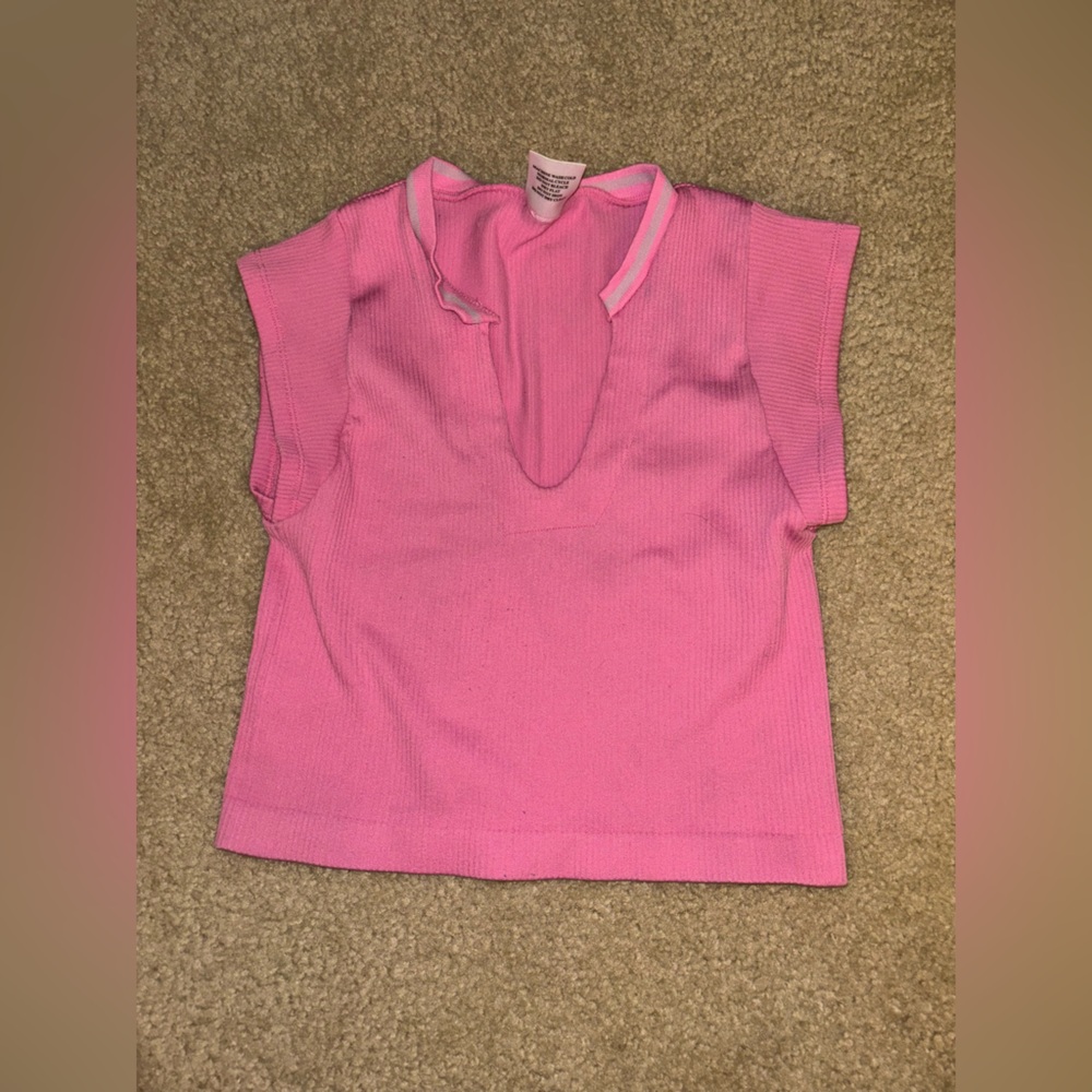 Pink v neck cropped top size medium
